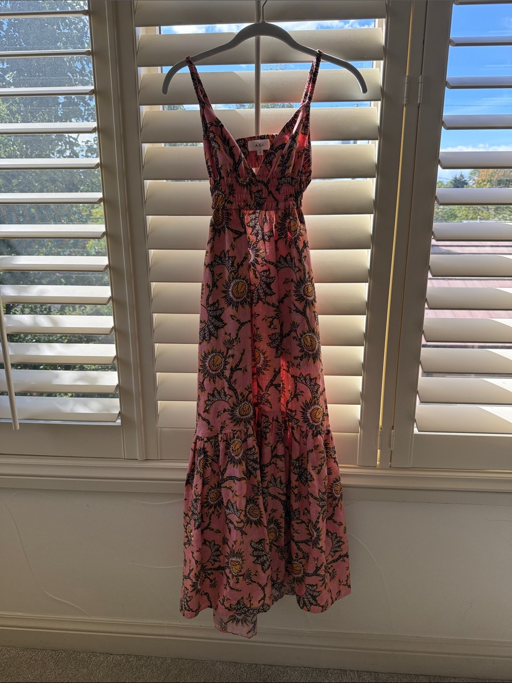 Floral Pink Maxi Dress with Sunflower Print